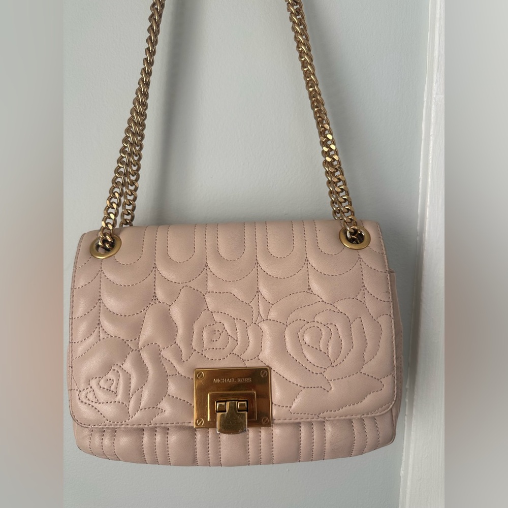 Michael Kors Pink Quilted Floral Shoulder Bag